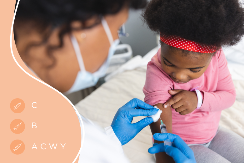 Enfant recevant un vaccin contre la méningite à méningocoques Enfant recevant un vaccin contre la méningite à méningocoques