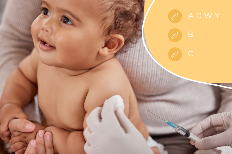 Bébé recevant un vaccin contre la méningite à méningocoques